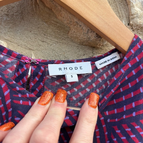 Rhode Womens Ella Printed Dress Short size small Geo Red Purple Long sleeve - Picture 4 of 8